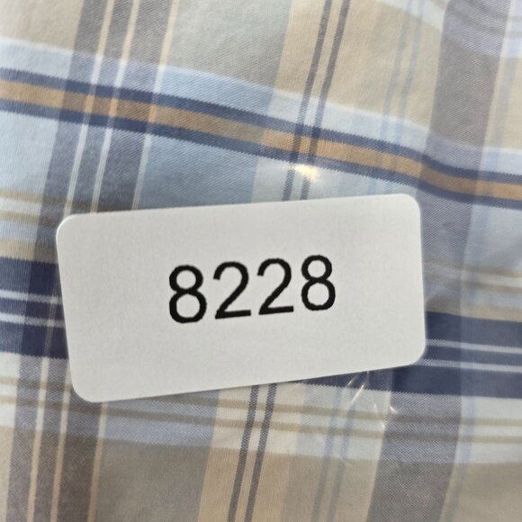 Mens Hollister Co Western Style Tan Blue Plaid Shirt Pearl Snap Button Up Size S - Picture 9 of 9